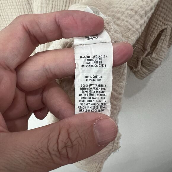 Aerie Gauze Boho Tunic Button Down Distressed Pool To Party Cream Size M - Picture 6 of 9